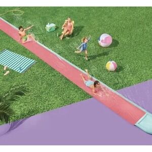 SUN SQUAD 40' SINGLE INFLATABLE WATER SLIDES XL LONG- PINK/BLUE- SEE PHOTOS- NIB